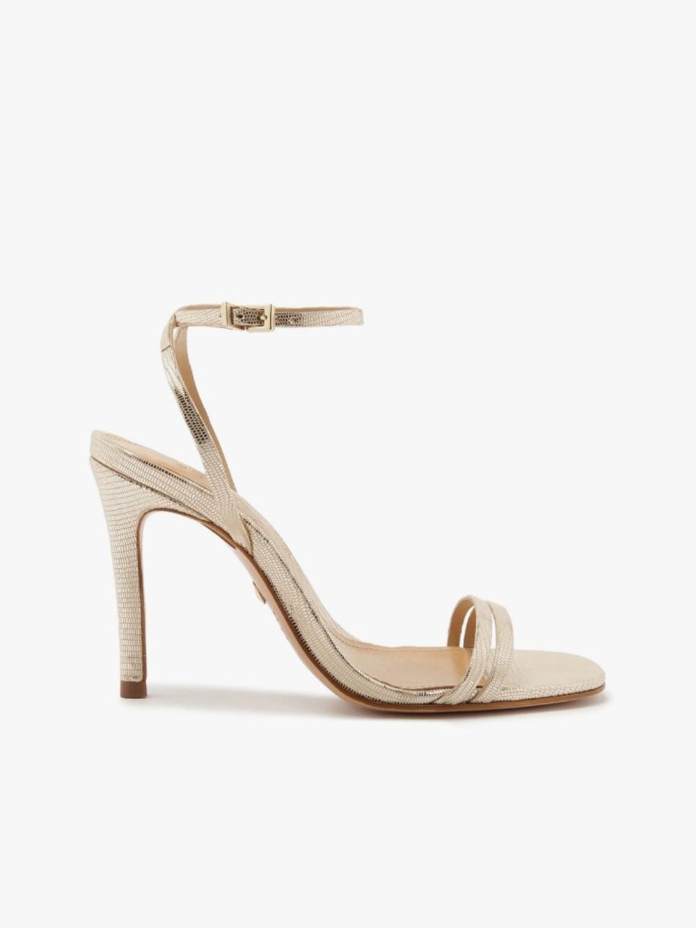 Schutz Altina Sandal in Platina gold metallic strappy high heel